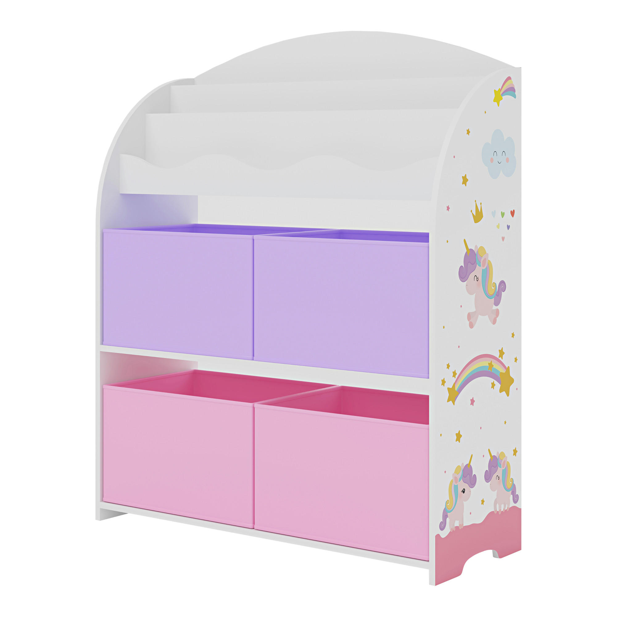 [en.casa] KINDERREGAL Weiß, Rosa, Lila 83cm × 30cm × 98cm