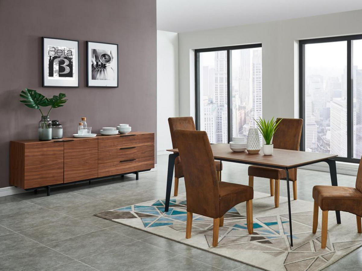 STUHL 2er-Set - Microfaser - Helles Holz - SANTOS - Braun, Textil (63/107/47cm) - Vente-Unique
