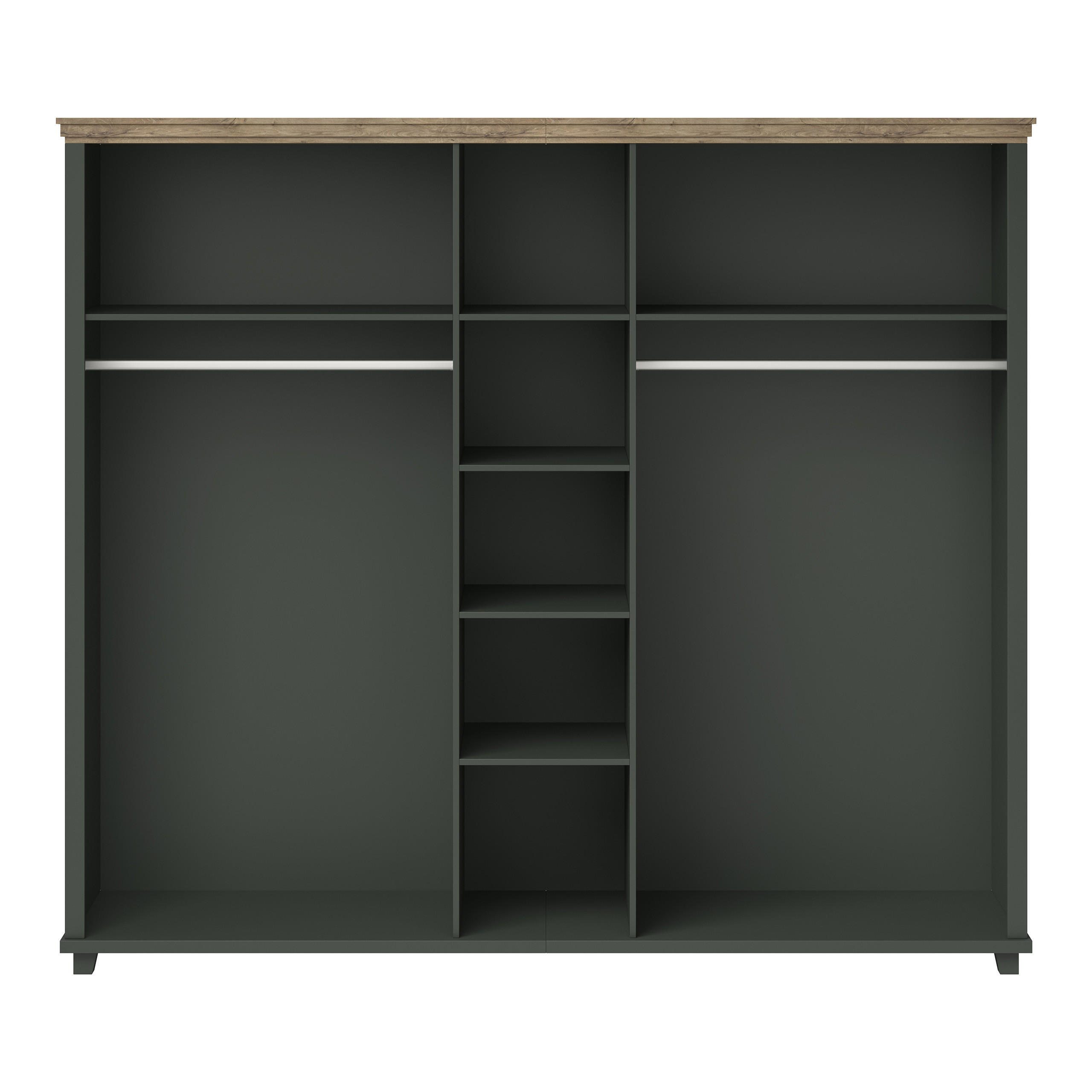 DREHTÜRENSCHRANK EVOLETTA 246/216/62 cm 5-türig mit Spiegel Grün - Grün, Holzwerkstoff (246/216/62cm) - MASSENO