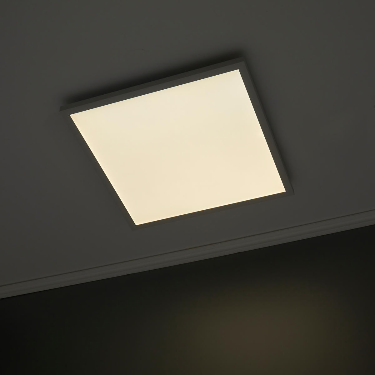 LED-DECKENLEUCHTE - dimmbar mit RGB-Hintergrundbeleuchtung und Fernbedienung für stimmungsvolle Beleuchtung, 45x45 cm - Weiß, Kunststoff (51/51/10cm) - Northpoint
