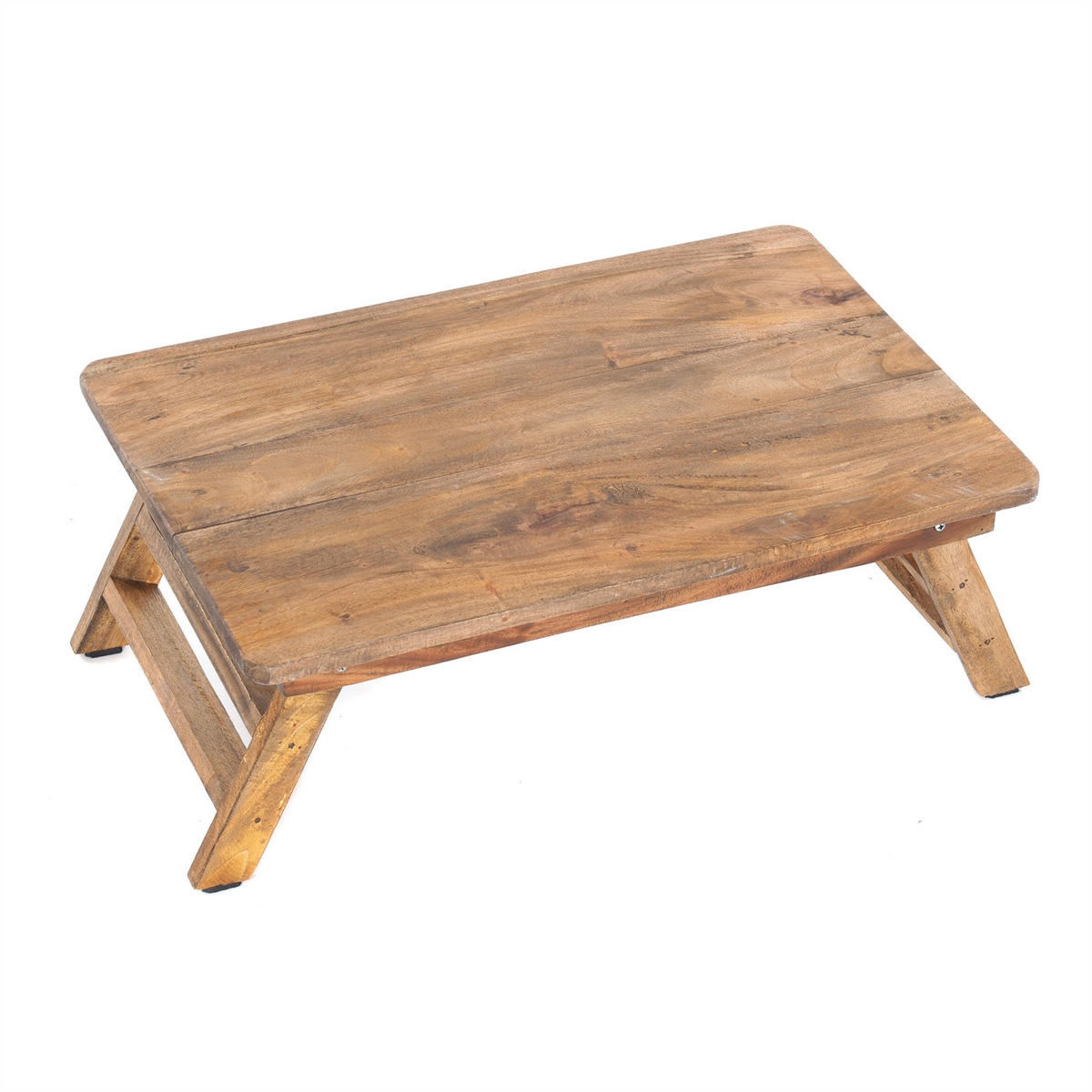TABLETT-TISCH FOLD Mahagoni Recyclingholz, einklappbare Beine naturfarben - Naturfarben, Holz (60/22/40cm) - DESIGN DELIGHTS