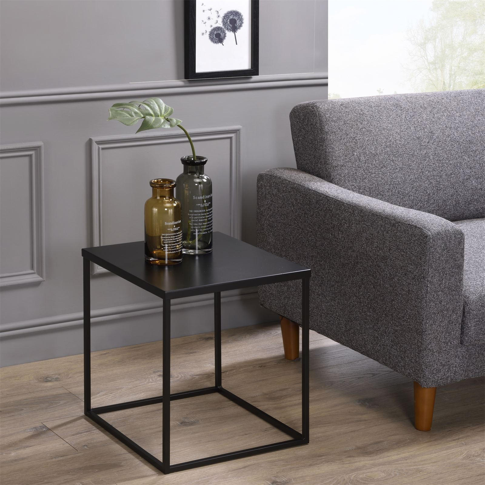 BEISTELLTISCH HILAR - Schwarz, Metall (40/40/45cm) - IDIMEX