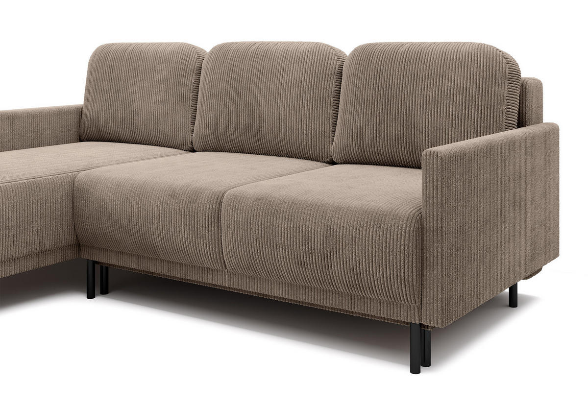 ECKSOFA Hamiel Beige Cordbezug - Beige/Schwarz, Holz/Textil (212/142cm) - Selsey