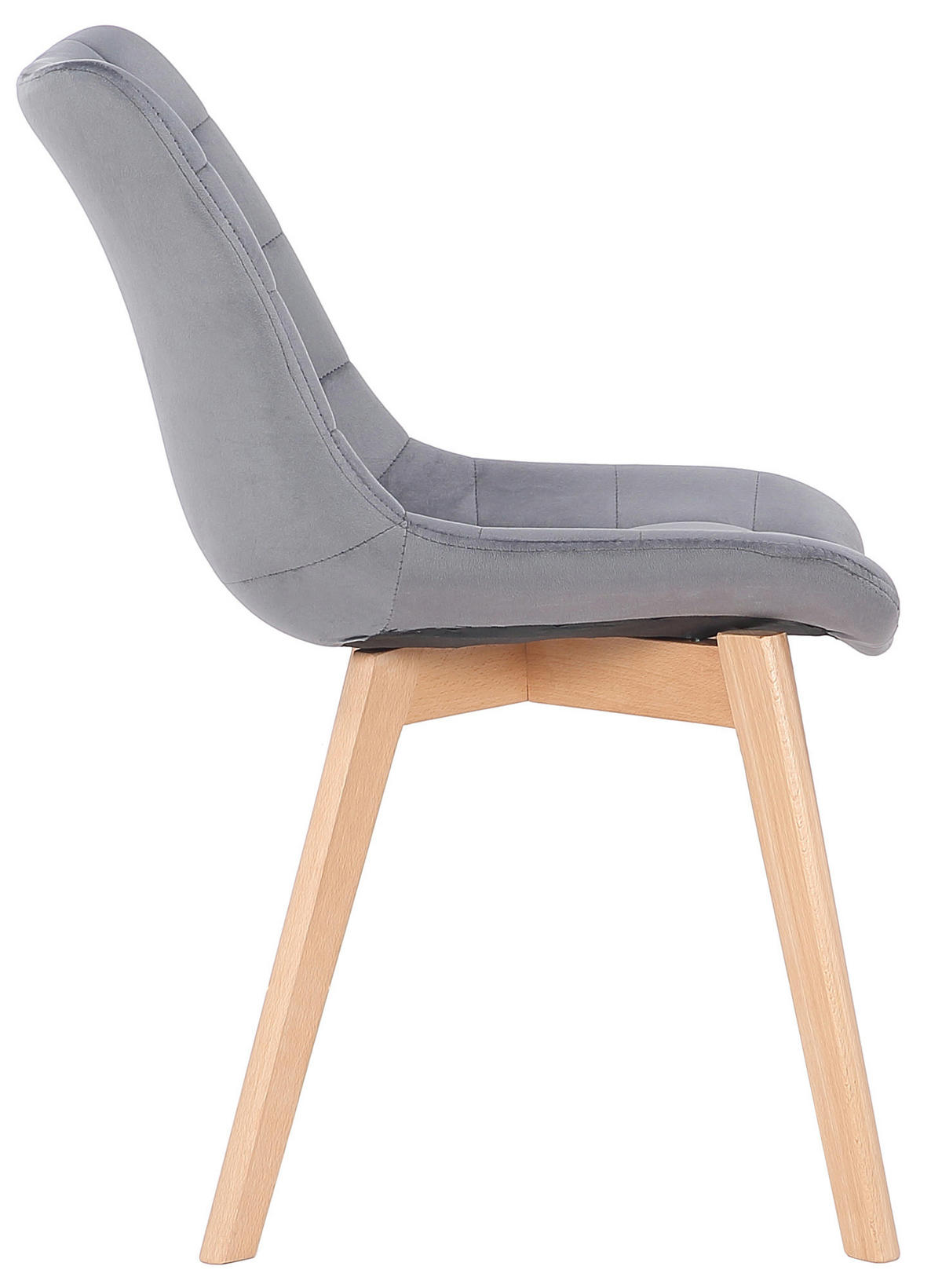 STUHL 2er Set Samt Grau - Eukalyptusholzfarben/Grau, Holz/Textil (46/82/61cm) - CLP