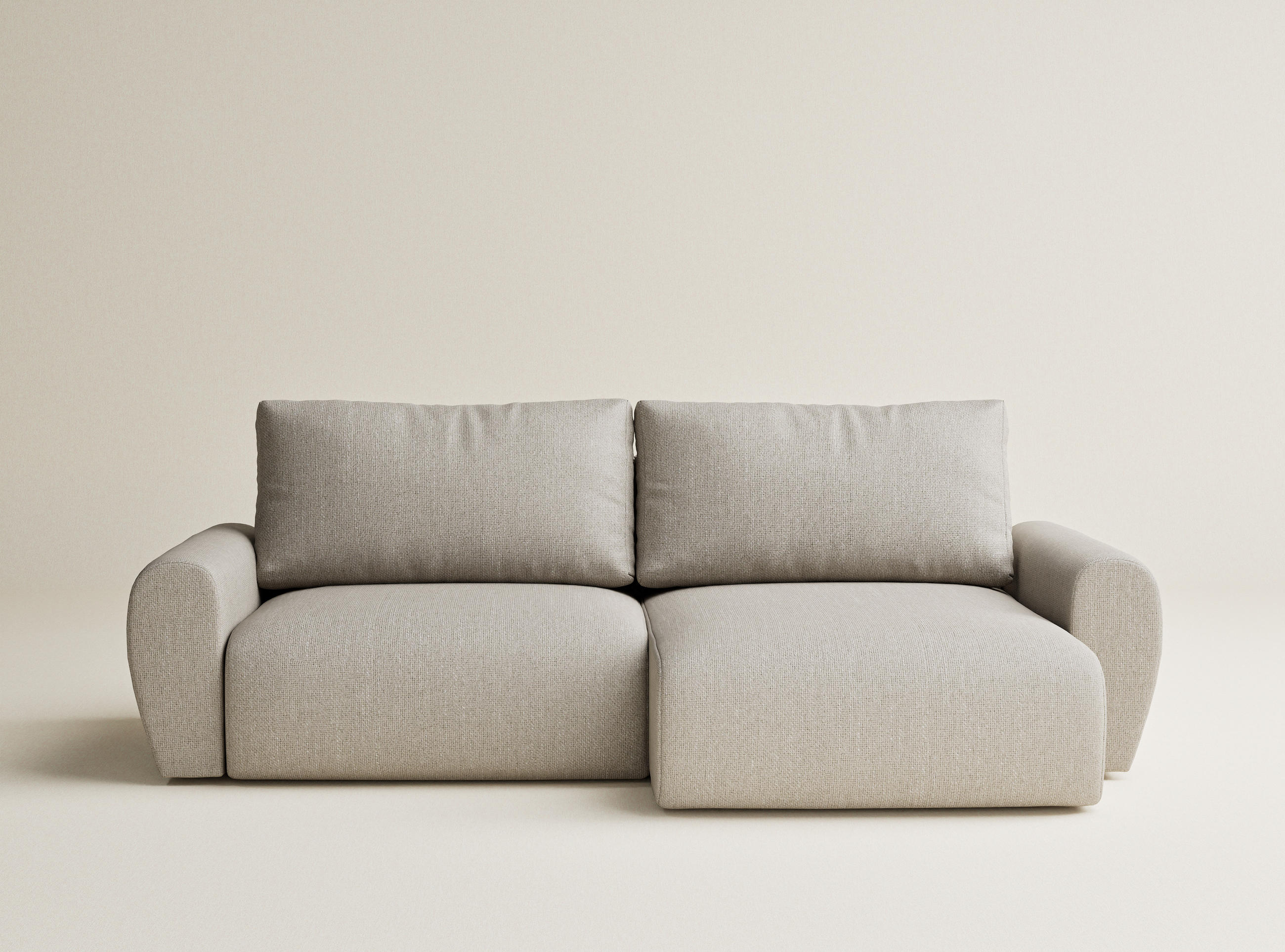 ECKSOFA MIT SCHLAFFUNKTION Numba Beige Webstoff - Beige/Schwarz, Holz/Holzwerkstoff (253/153cm) - Maison de Reve