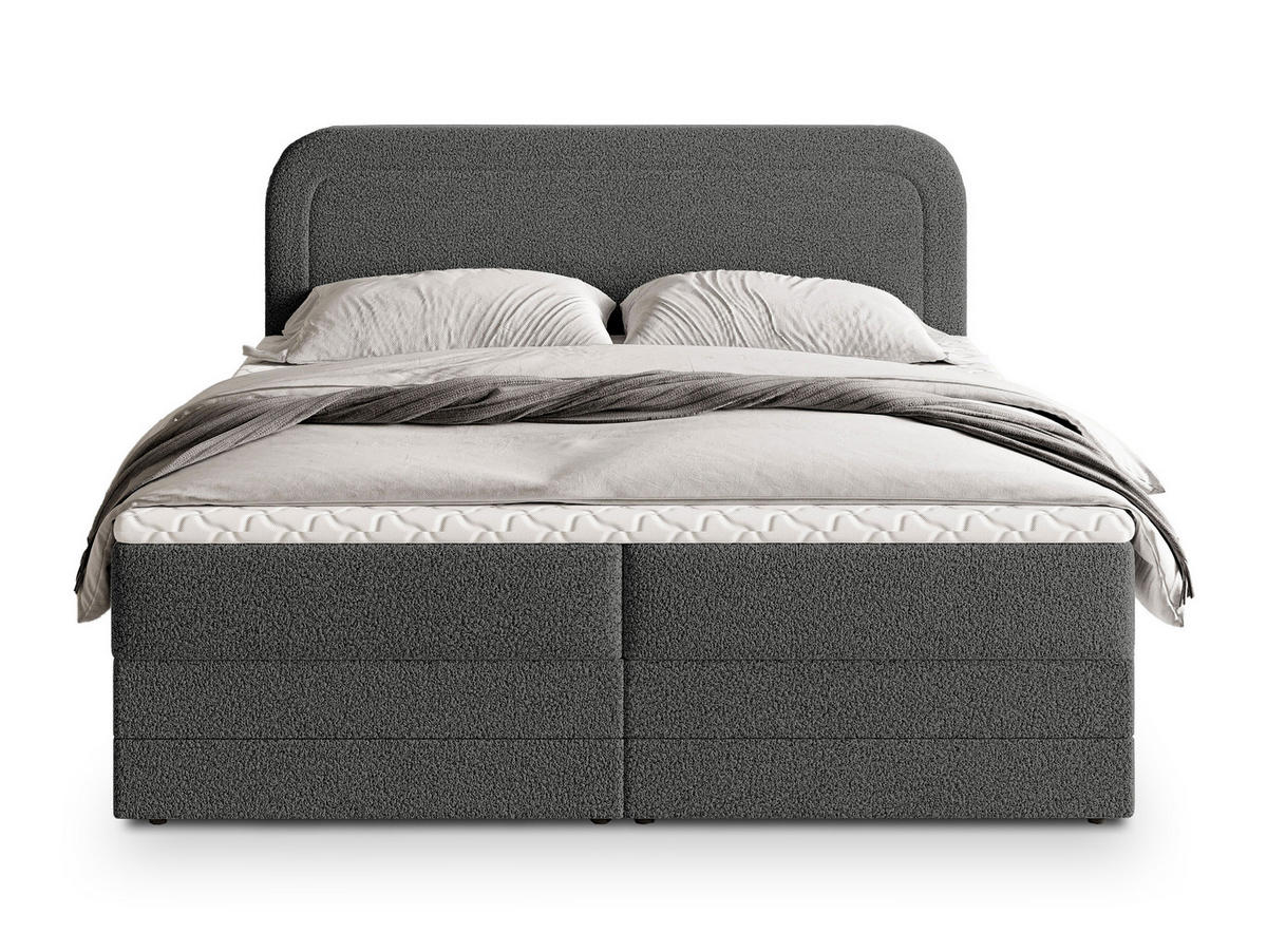 POSTEL BOXSPRING ARMEL 160x200 cm, s matrací a úložným prostorem, šedá - šedá, kompozitní dřevo/textil (160/200cm) - MASSENO