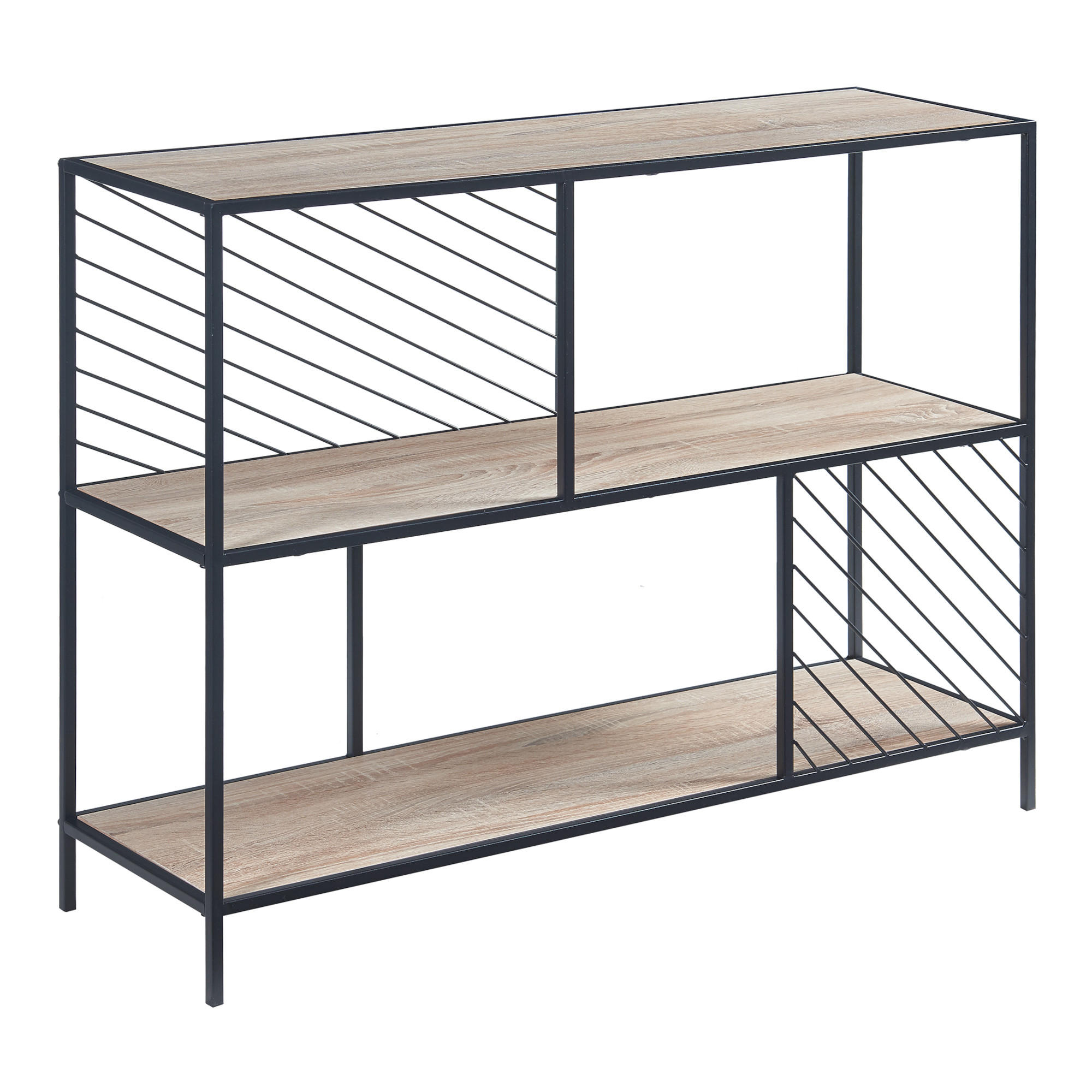 BEISTELLTISCH Övertorneå - Eichefarben/Schwarz, Holzwerkstoff/Metall (100/30/75cm) - [en.casa]
