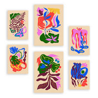 POSTER Set Mit 6 Malerisch 2 In Blume Zusammenfassung Ästhetische Dekorative Gemälde Für Ihr Wohnzimmer, Schlafzimmer, Zuhause A3 & A4 Rahmenlos - Klar, Papier (29/3cm) - Nacnic