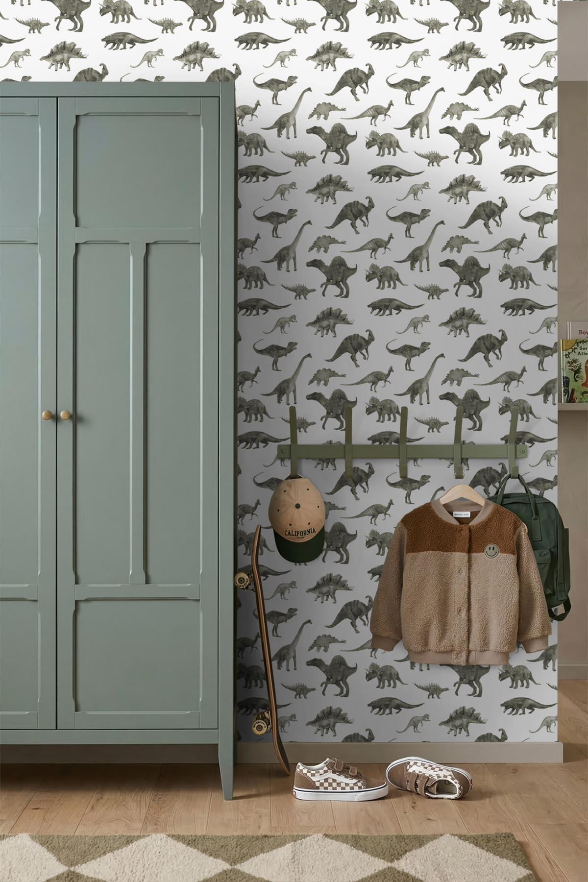 TAPETE Dinosaurier 50 x 900 cm - Grün, Papier (50/0.1cm) - ESTAhome