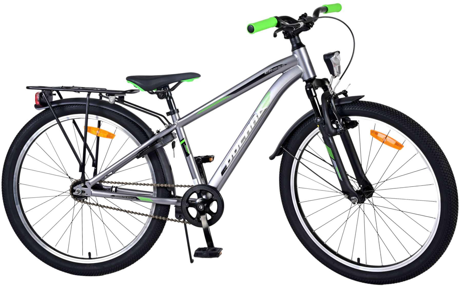 KINDERFAHRRAD Cross - Jungen - Rücktritt + Handbremse - 24 Zoll - Grau - Grau, Metall (70cm) - TPFSports