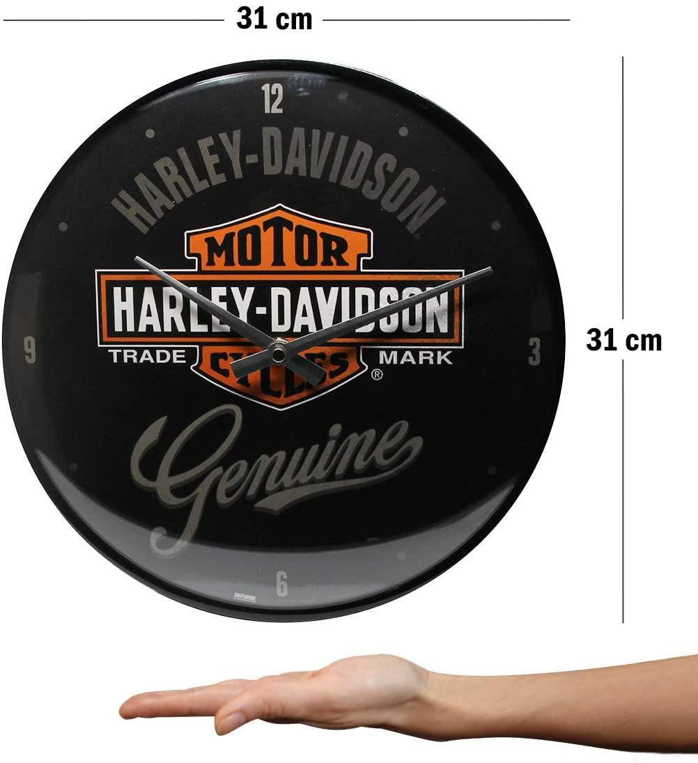 WANDUHR 31 cm Harley-Davidson Genuine - Dunkelorange/Schwarz, Metall (31/31/5cm) - Nostalgic-Art