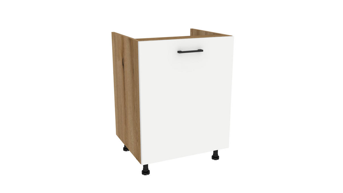 WINKELKÜCHE 240x180 cm mit Arbeitsplatte- SIMPLY Z20 - in Weiß Matt / Eiche - Eichefarben/Schwarz, Holz (420/212/53cm)