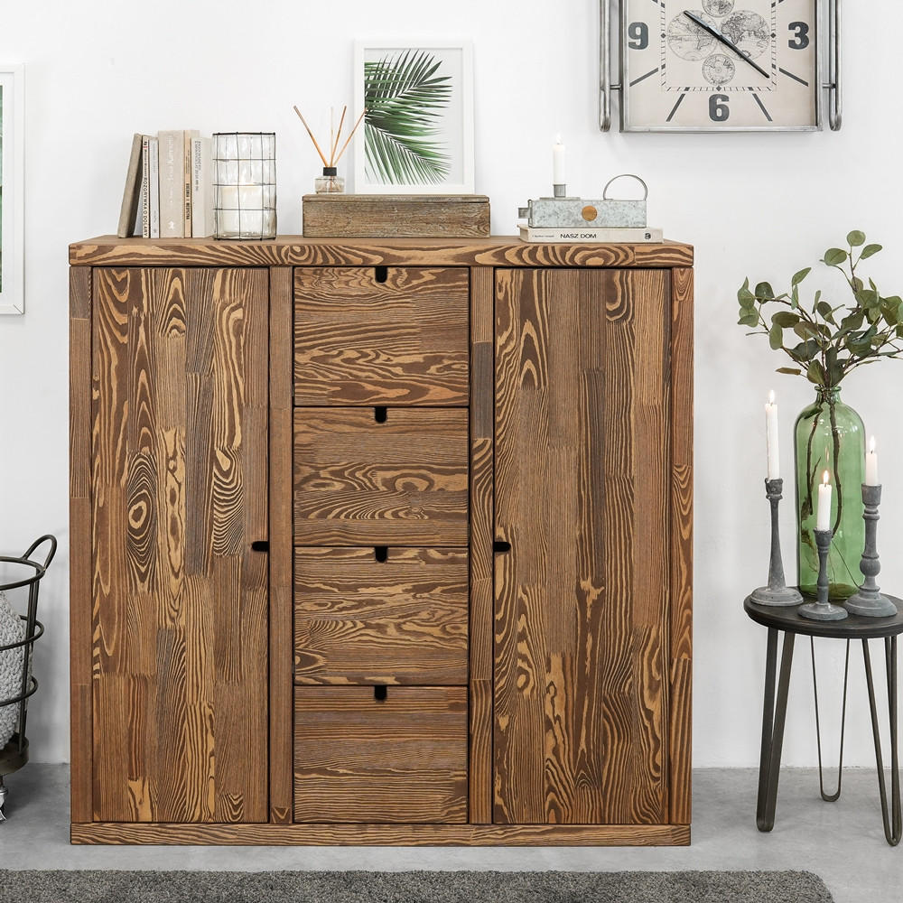 KOMMODE aus Massivholz MARIKA 2/4 - Dunkelbraun, Holz (112/112/40cm) - Seart