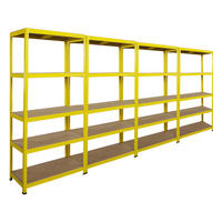 WOHNREGAL 4er YELLOW BEE Set, HxBxT 180x90x40cm, Fachlast 175kg, 5 Ebenen, Gelb - Gelb, Metall (360/180/40cm) - BERLINLODGE