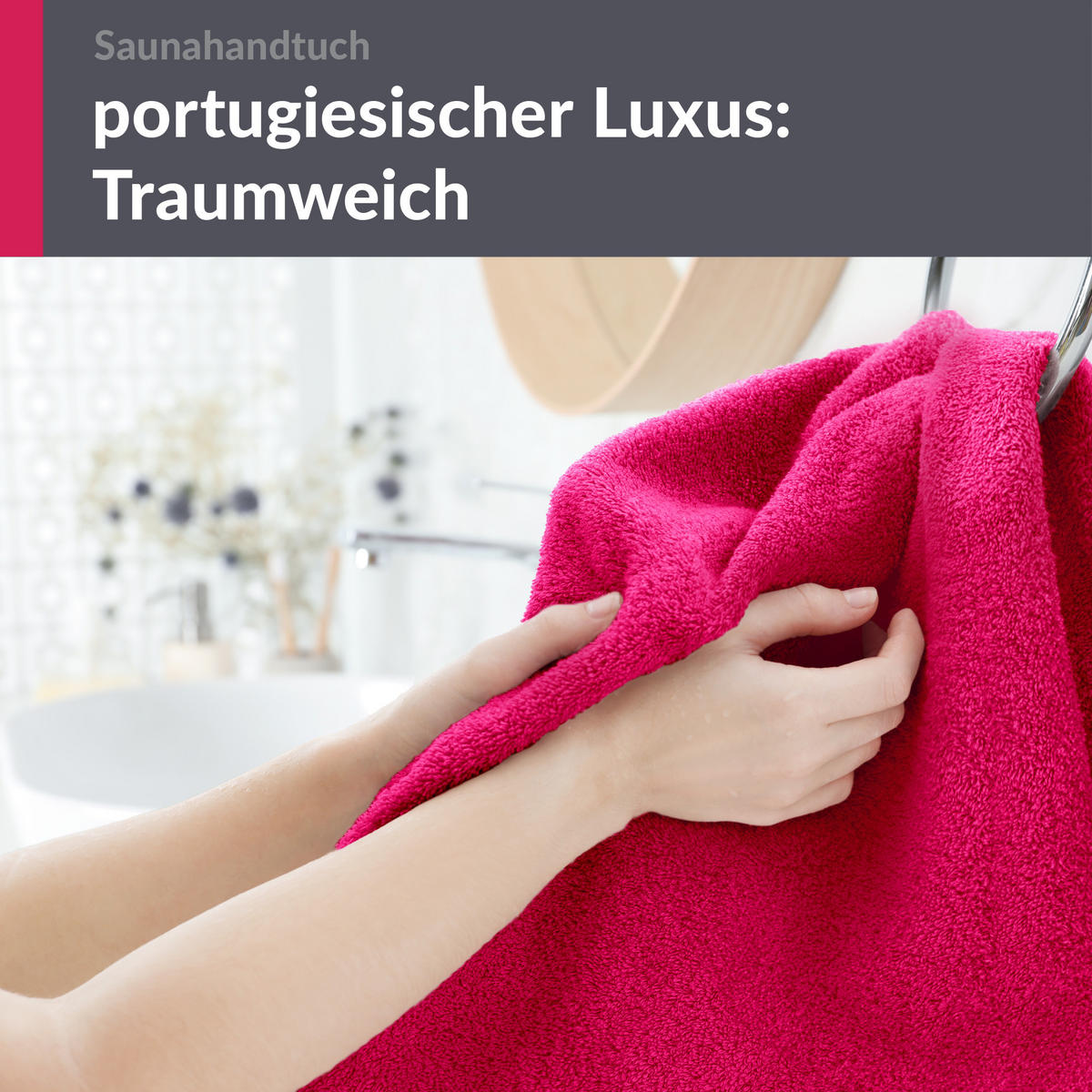 BADETUCH London Rhabarber Rot 100x200 cm - Pink, Textil (100/200cm) - Lashuma