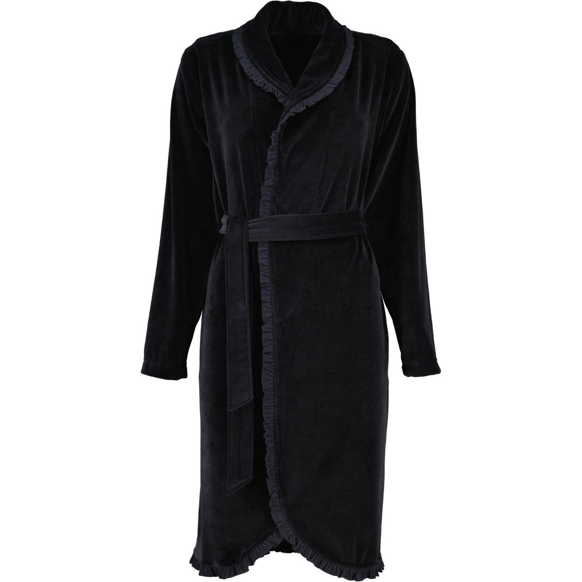 BADEMANTEL DAMEN KURZMANTEL MIT SCHALKRAGEN ARIEL SCHWARZ - 7900 - Schwarz, Textil (Snull) - Vossen