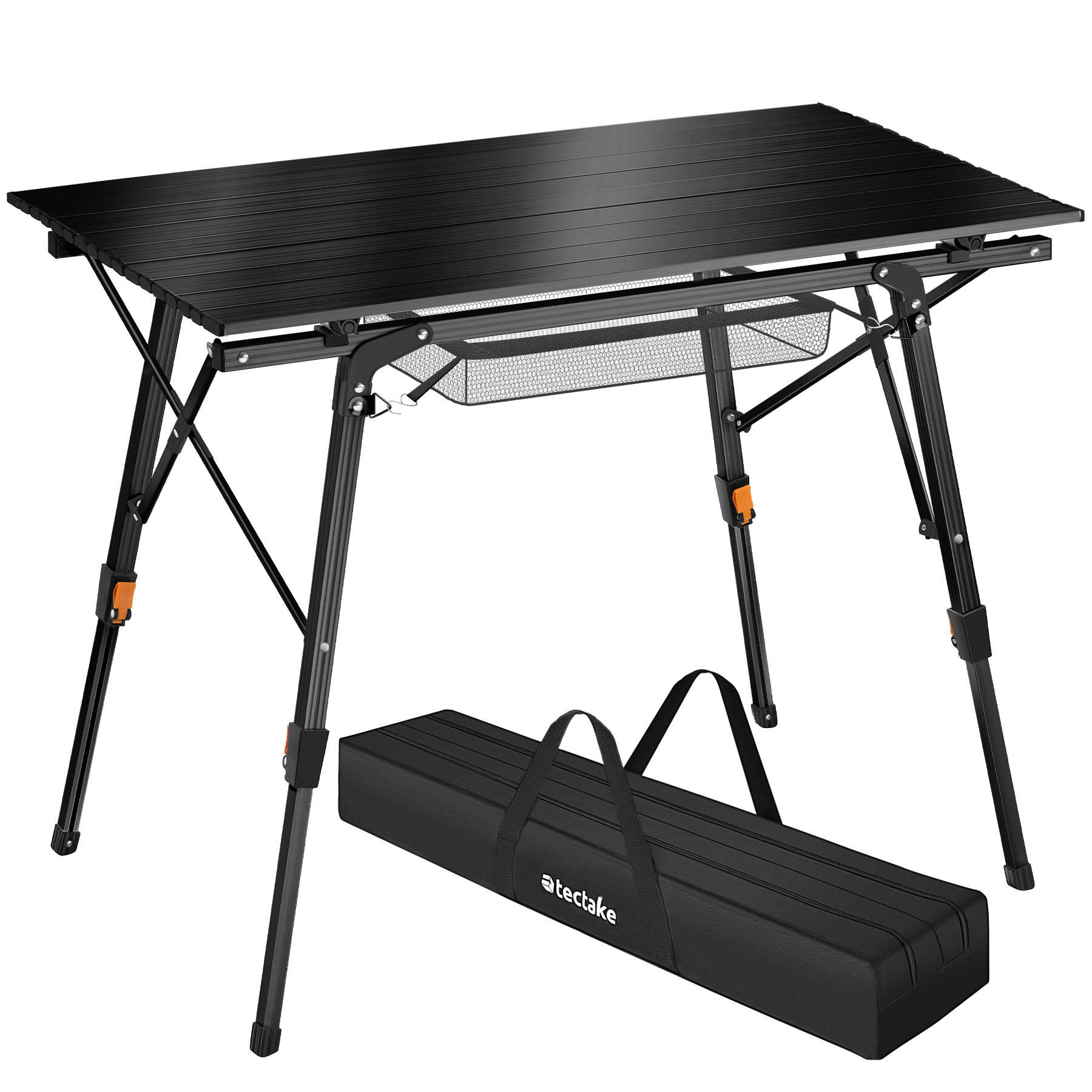 CAMPINGTISCH Tina,90 x 52 x 47 - 70 cm,schwarz - Schwarz, Metall (90/52/70cm) - tectake