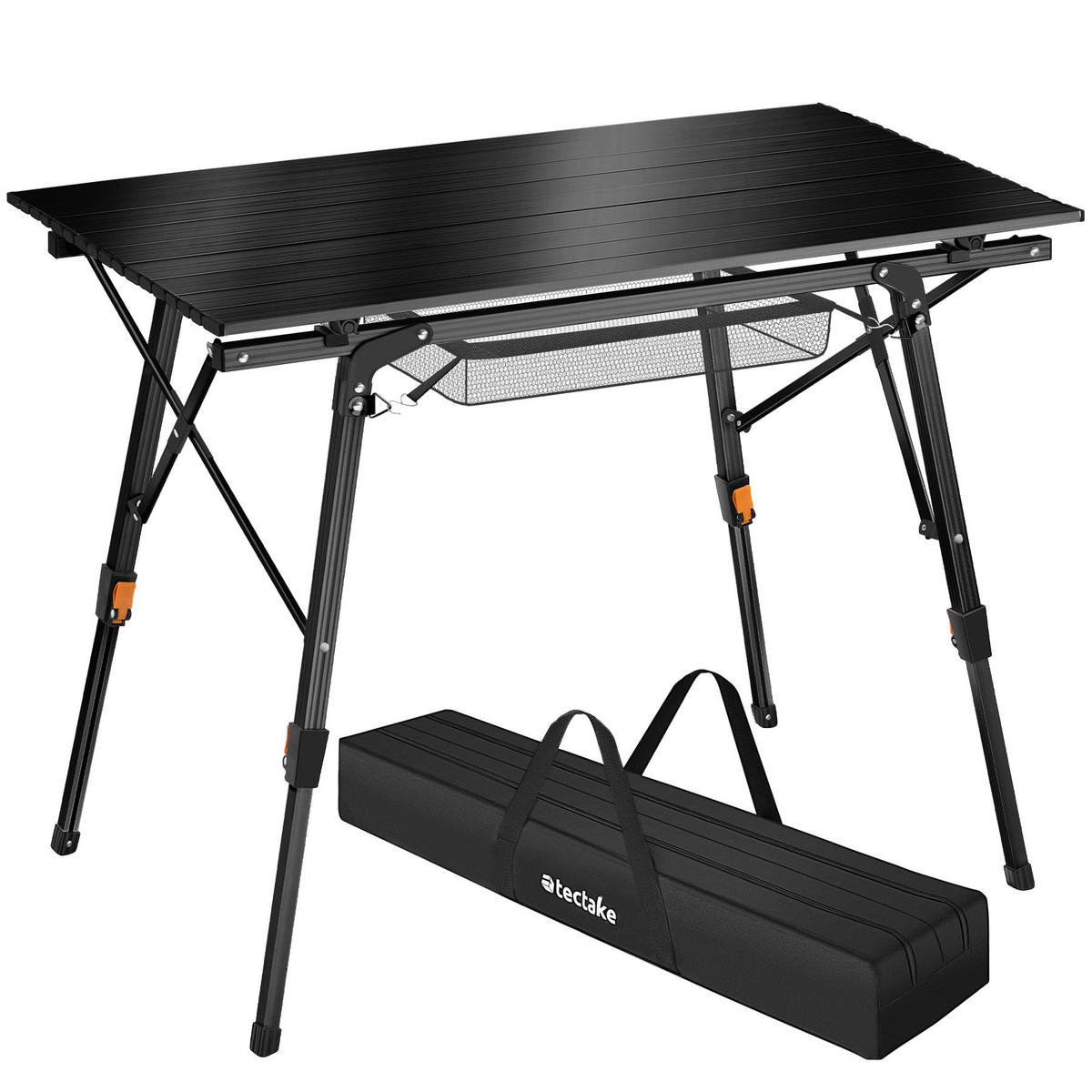 CAMPINGTISCH Tina,90 x 52 x 47 - 70 cm,schwarz - Schwarz, Metall (90/52/70cm) - tectake