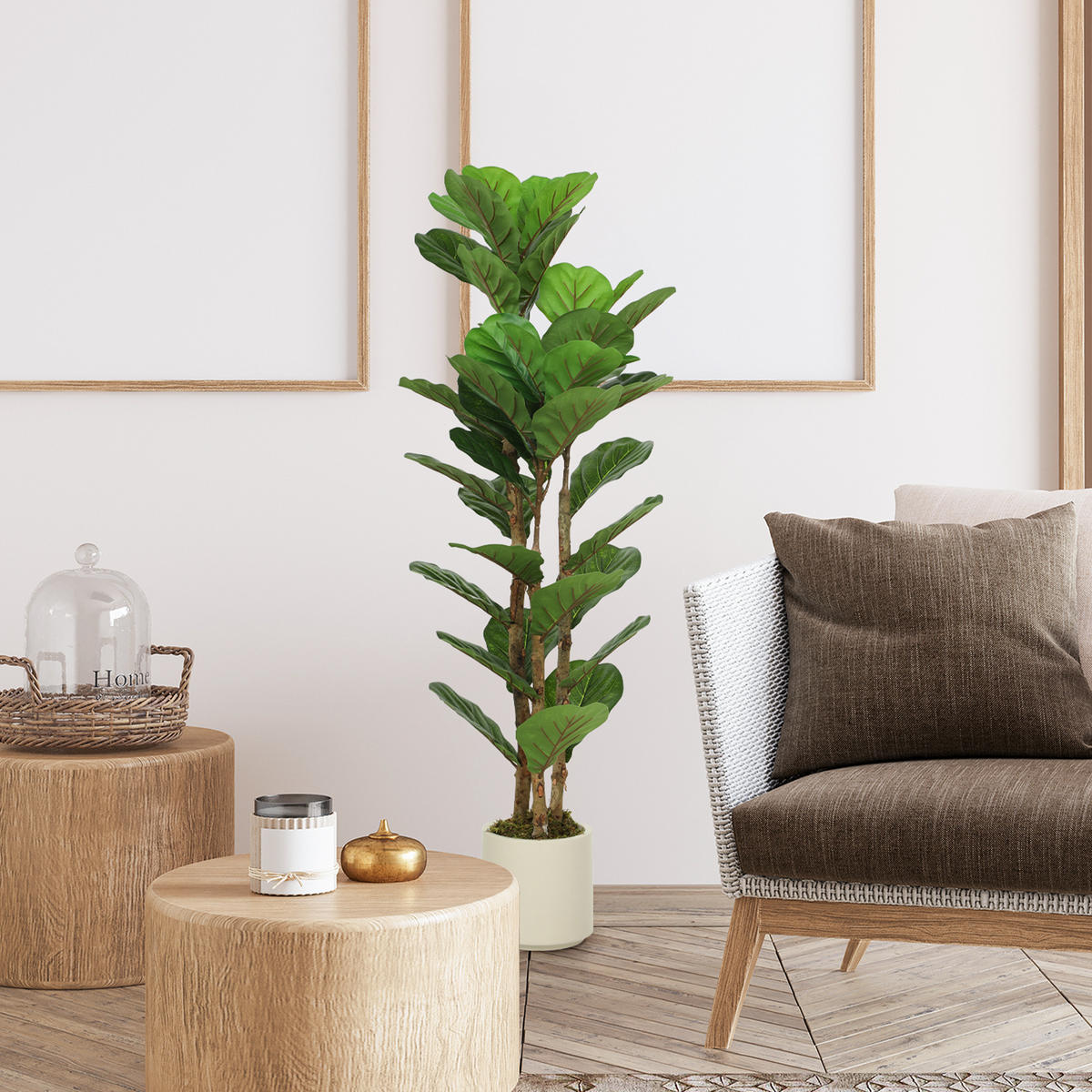 KUNSTPFLANZE DE-16633 120 cm, massiver Holzstamm Grün - Grün, Kunststoff (120cm) - ComfortXL