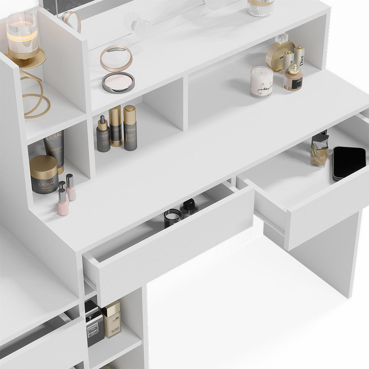 TOALETNÍ STOLEK Anja Bílá - bílá, kompozitní dřevo (139.8/115/40cm) - Vicco