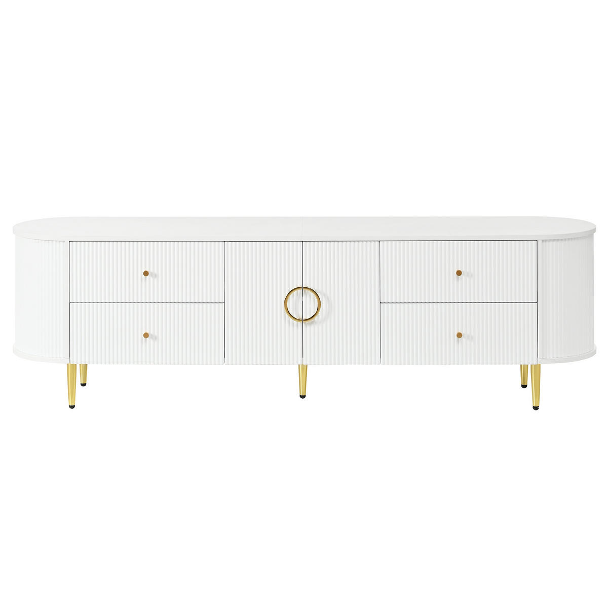 TV-RACK 180/40/53 cm Weiß mit 4 Schublade - Weiß, Holz (180/53/40cm) - Oxeza