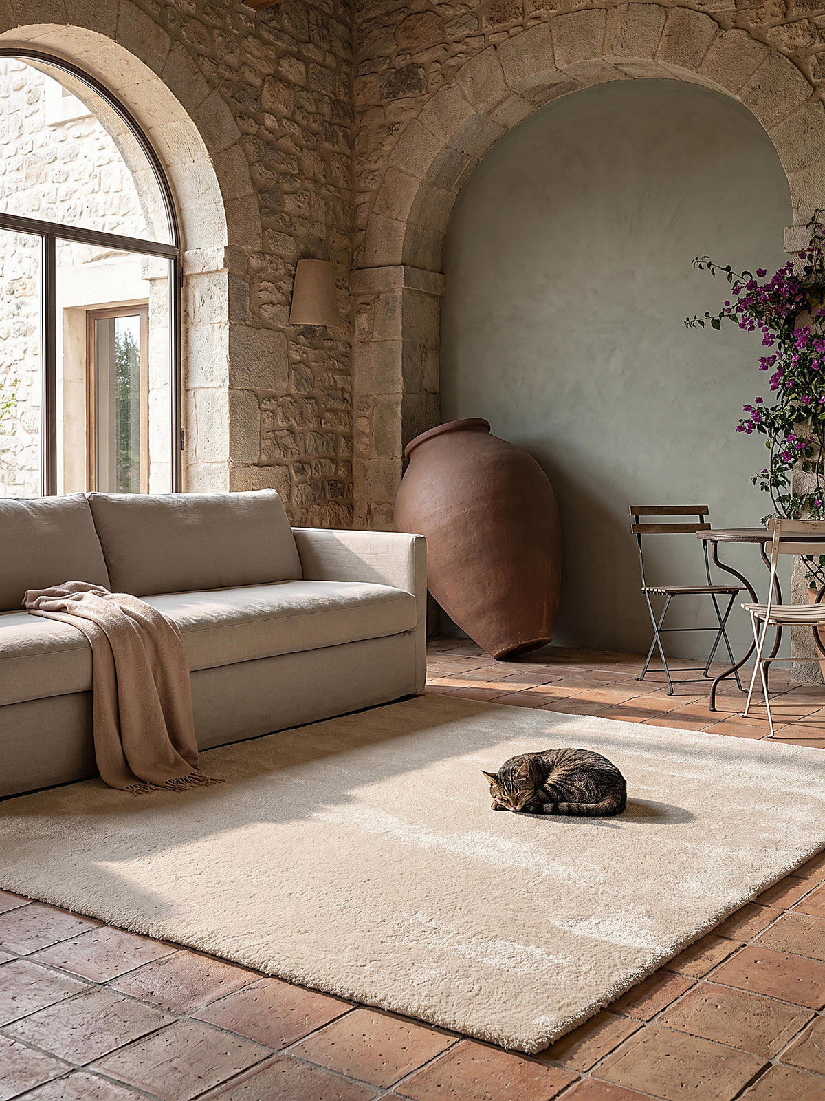 HOCHFLORTEPPICH Antirutsch Uni ALDAN Polyester Beige 240 x 240 cm - Beige, Textil (240/240cm) - KADIMA DESIGN