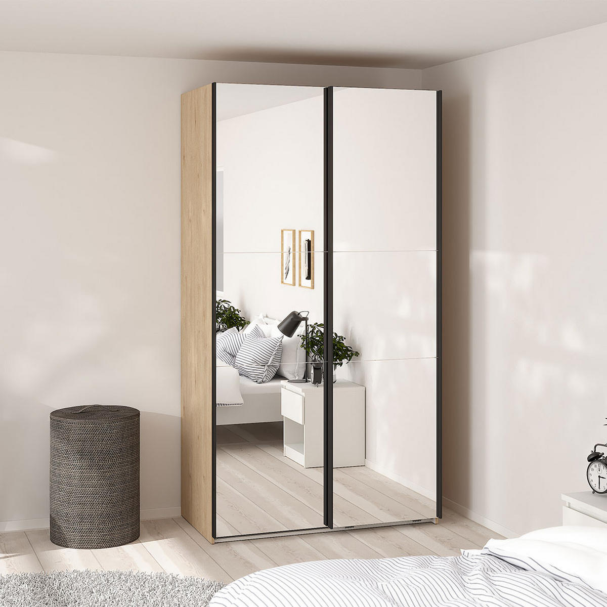 SCHIEBETÜRENSCHRANK, Como, Eiche, Holzwerkstoff, 119 x 67 x 221 cm - Eichefarben, Holzwerkstoff (119/221/67cm) - ebuy24