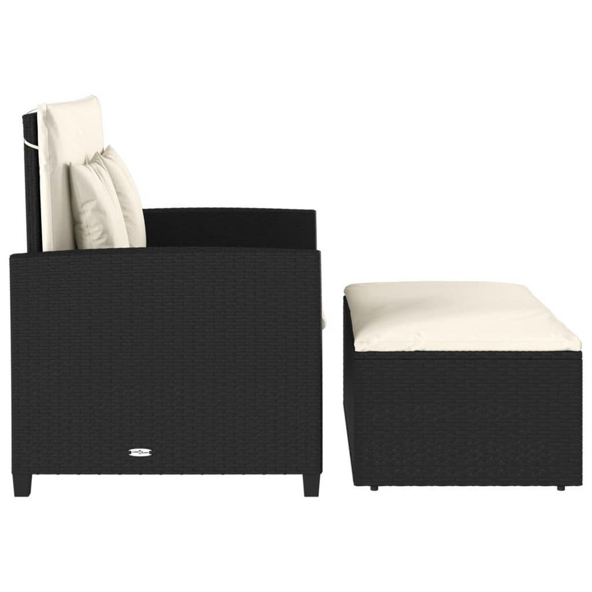 LOUNGESOFA mit Fußhocker und verstellbarer Rückenlehne, 2-Sitzer, 115/75/91 cm, Schwarz - Schwarz, Kunststoff (75/91/115cm) - vidaXL