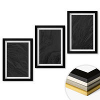 WANDBILDER 3er-Set - 20x30 cm Schwarzer Rahmen - Dunkler Marmor, elegante Texturen - Schwarz, Kunststoff (20/30cm) - ArtPrintCave