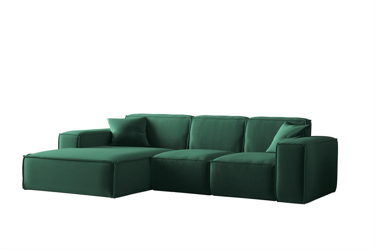 ECKSOFA Ottom Celes Premium Opera Velvet - Grün, Holzwerkstoff/Textil (266/165cm) - Fun Möbel