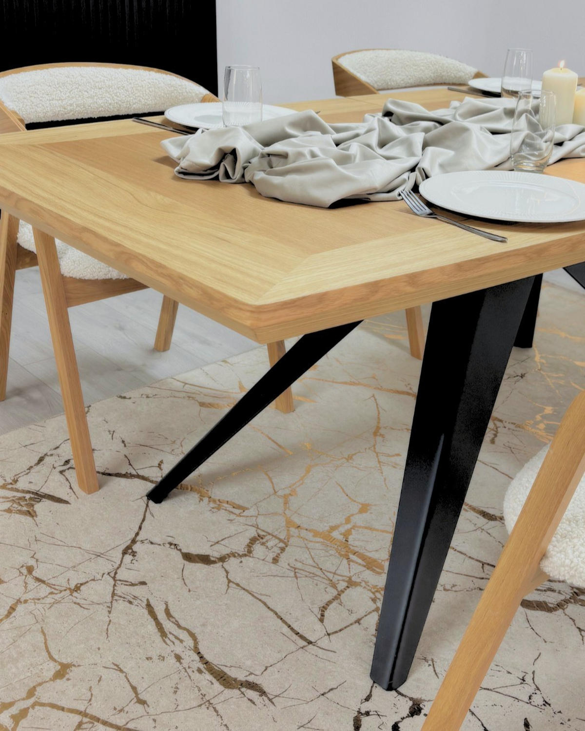 ESSTISCH FERRUM Ausziehbar 180 - 280 / 100 x 76 cm - Eichefarben/Schwarz, Holz (180/100/76cm) - MASSENO