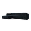 ECKSOFA Links Samt Stoff Blau - Blau/Schwarz, Kunststoff/Textil (170/290cm) - Makamii