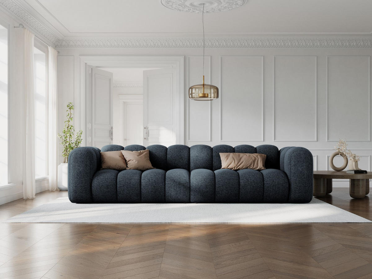 SOFA modular Lupine aus Chenille-Stoff königsblau 4 Sitzplätze - Dunkelblau, Textil (95/70/290cm) - Micadoni