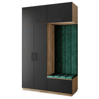 GARDEROBENSCHRANK REMA 150/240/60 cm Modern Garderobe-Set Eiche Wotan - Eiche Wotan/Schwarz, Holzwerkstoff (150/240/60cm) - MASSENO