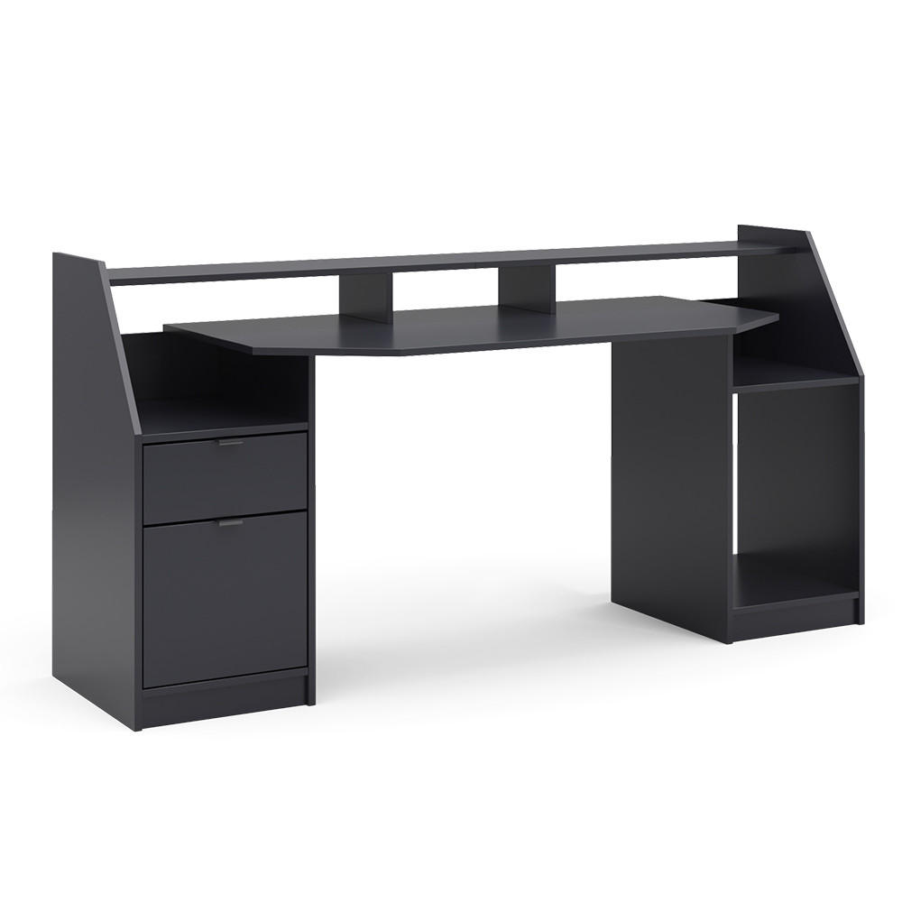 COMPUTERTISCH Joel Schwarz 179.8 x 65.5 cm - Schwarz, Holzwerkstoff (65.5/179.8/90.6cm) - Vicco