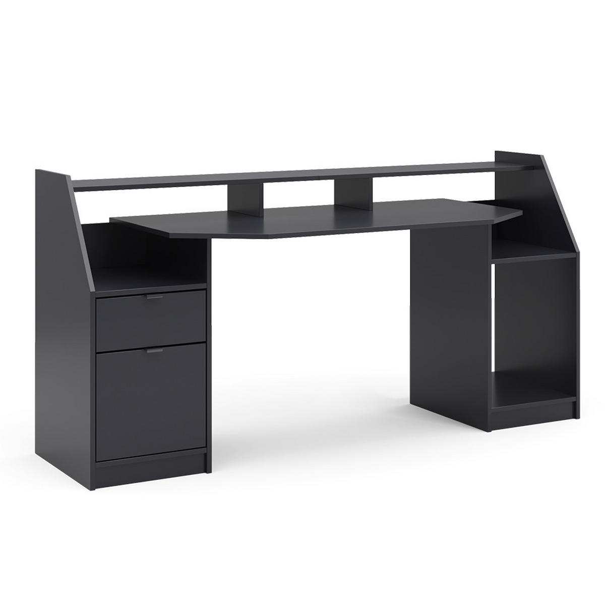 COMPUTERTISCH Joel Schwarz 179.8 x 65.5 cm - Schwarz, Holzwerkstoff (65.5/179.8/90.6cm) - Vicco