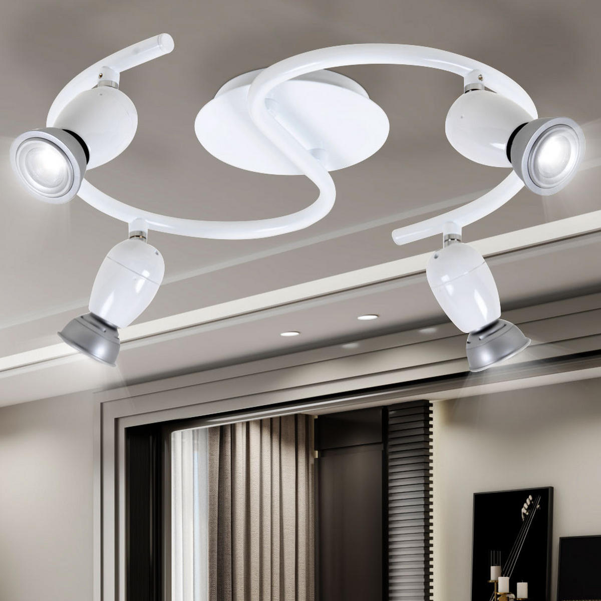 LED DECKENLEUCHTE Stahl Weiß schwenkbar - Weiß, Metall (38.3/38.3/9.5cm)