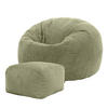 SITZSACK Klassisch + Hocker, Cord - Salbeigrün, Kunststoff/Textil (85/50/85cm) - icon