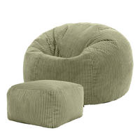SITZSACK Klassisch + Hocker, Cord - Salbeigrün, Kunststoff/Textil (85/50/85cm) - icon