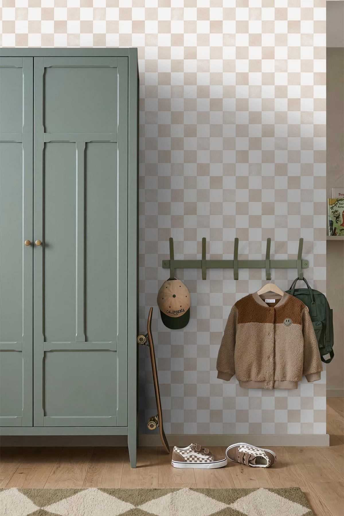 TAPETE Karomuster 53 cm x 10.05 m - Beige, Papier (53/1000cm) - ESTAhome