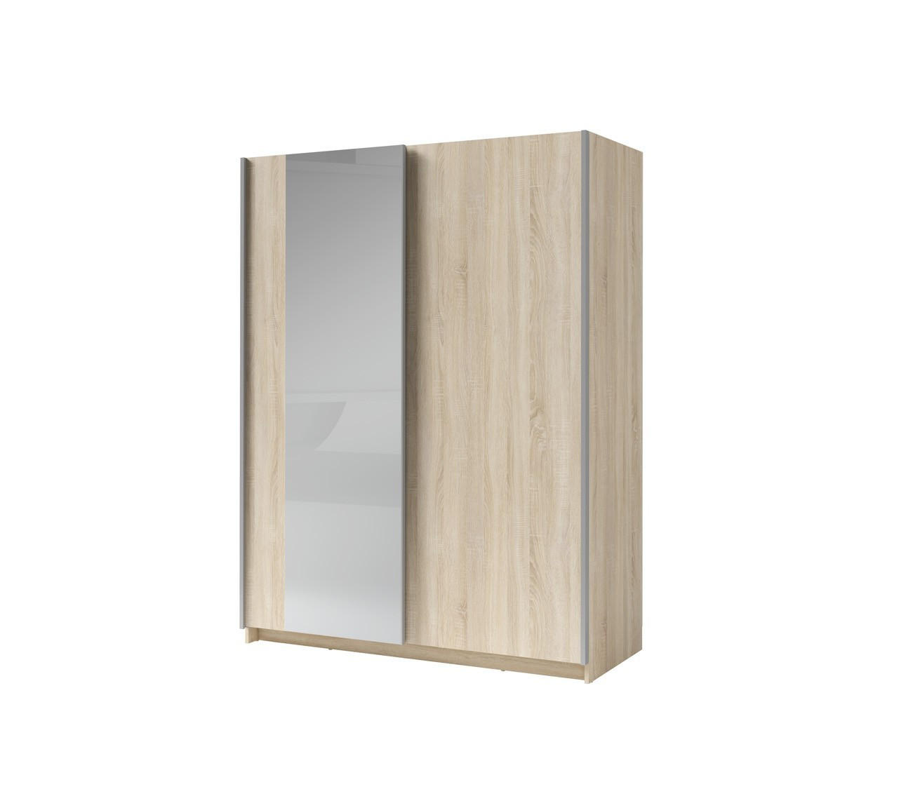 SCHWEBETÜRENSCHRANK ELRON 150,6/198,5/62cm 2-türig mit Spiegel Sonoma Eiche - Sonoma Eiche, Holzwerkstoff (150.6/198.5/62cm) - MASSENO
