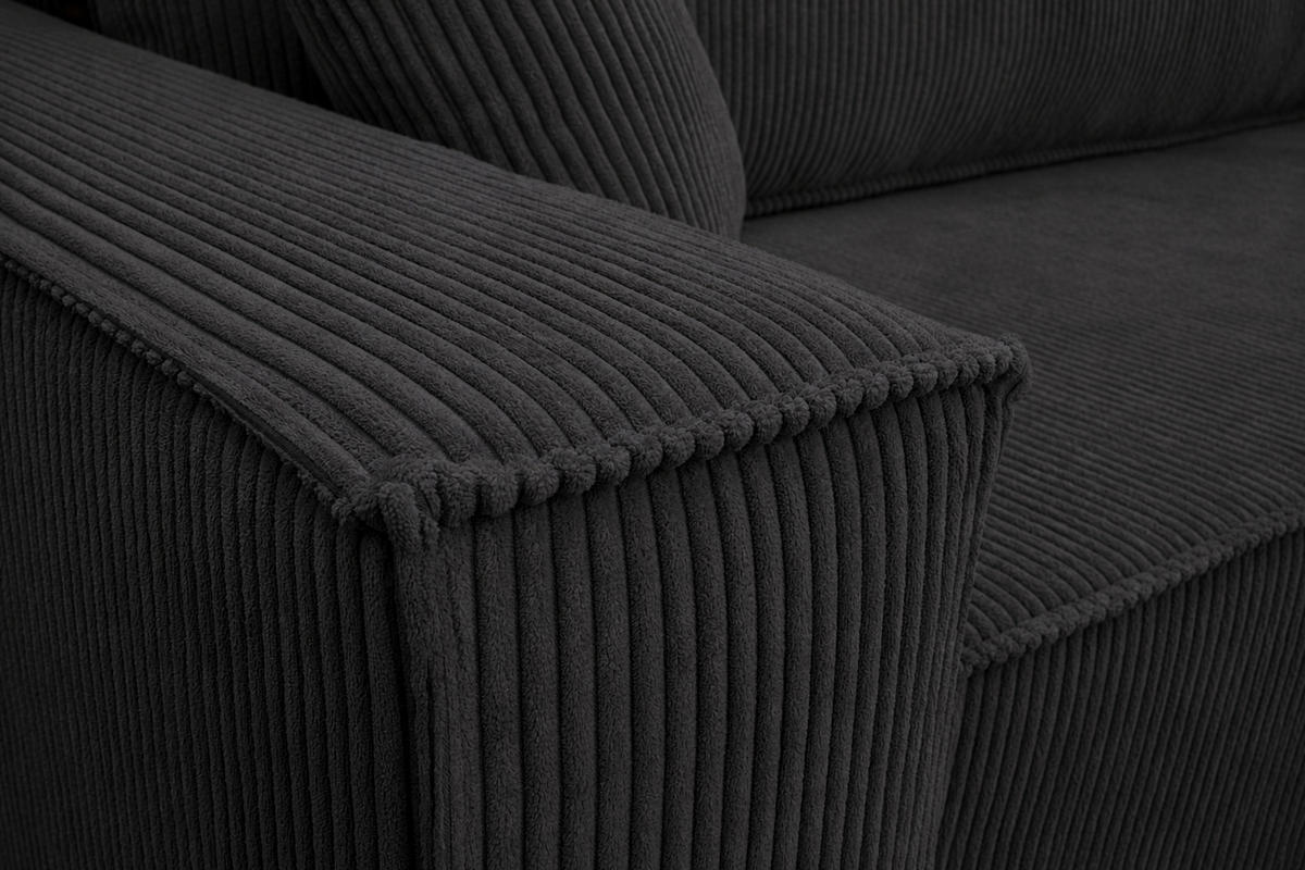 ECKSOFA KARL L mit Stauraum und Bettkasten, Graphite - Graphitfarben, Textil (244/145cm) - KS Home Concept