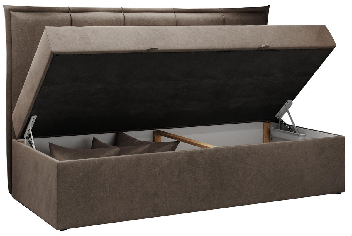 BOXBETT BANCO 90/200 Braun Velvet hydrophob - H3 - Braun, Holz/Textil (90/200cm) - MKS
