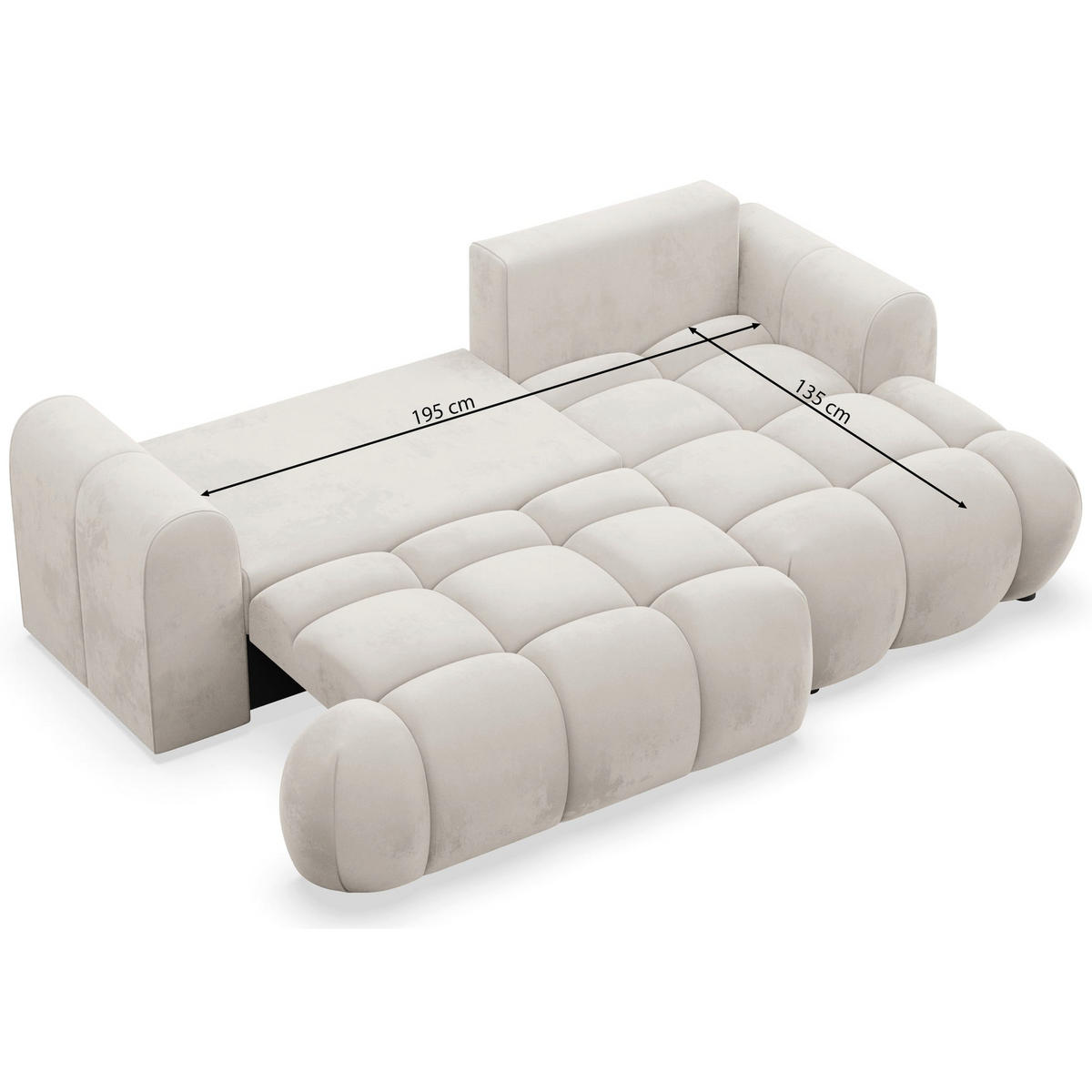 ECKSOFA Ombo Mini, Graubeige Bouclé, rechtsseitig - Taupe/Schwarz, Kunststoff/Textil (155/246cm) - Selsey