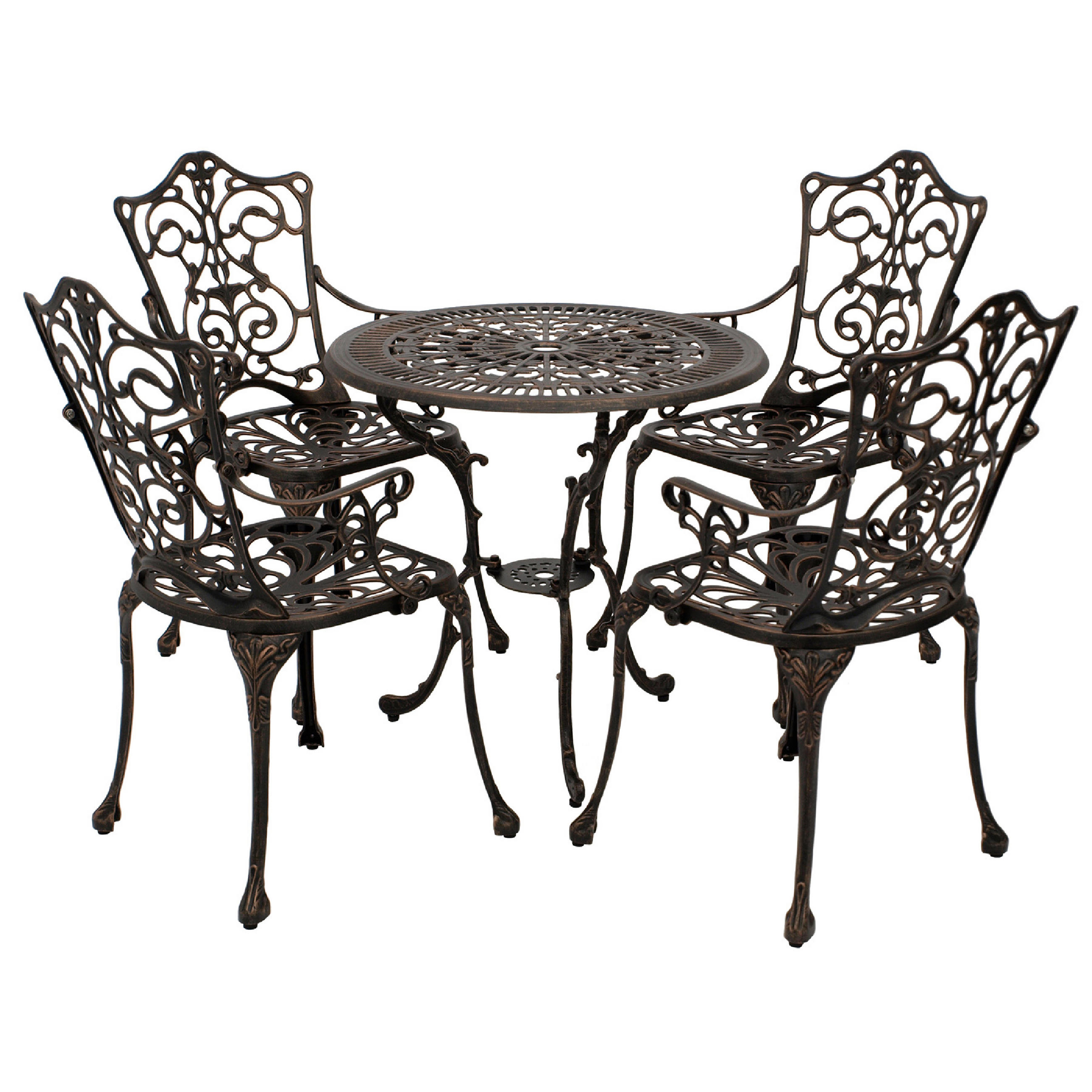 BISTROSET Boulder - Jugendstil - 5-teilig, Aluguss antik bronze - Braun, Metall - TPFGarden