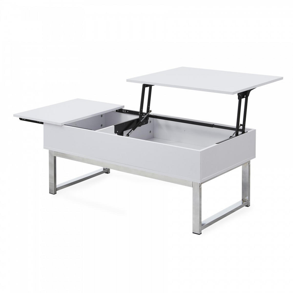 COUCHTISCH FLOWER/ 110x55cm - Weiß und verchromtes Metall - Weiß, Holzwerkstoff (100/64/63cm) - Weber Industries