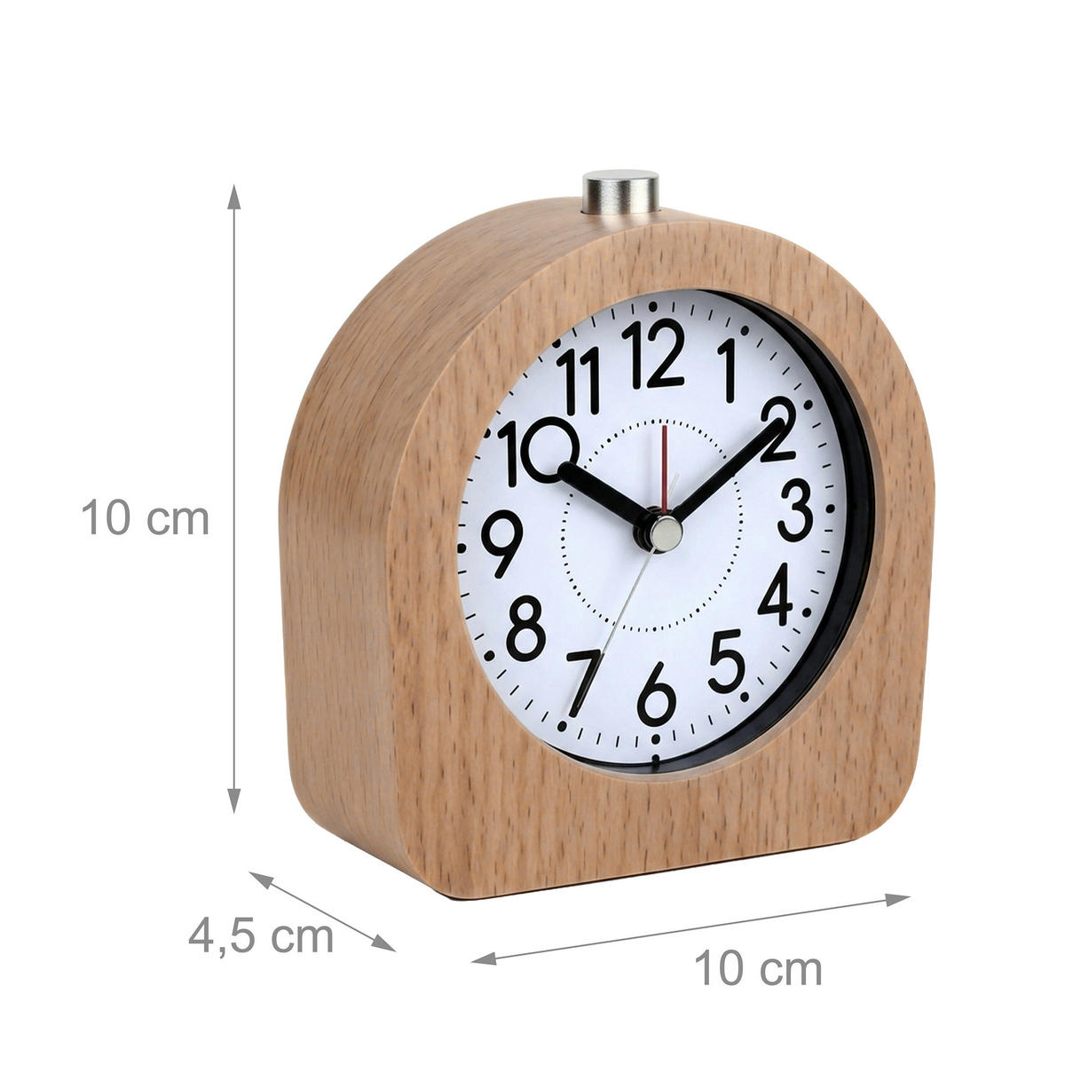 WECKER Hellbraun Buchenholz mit Licht - Hellbraun, Glas/Holz (10/10/4.5cm) - Relaxdays