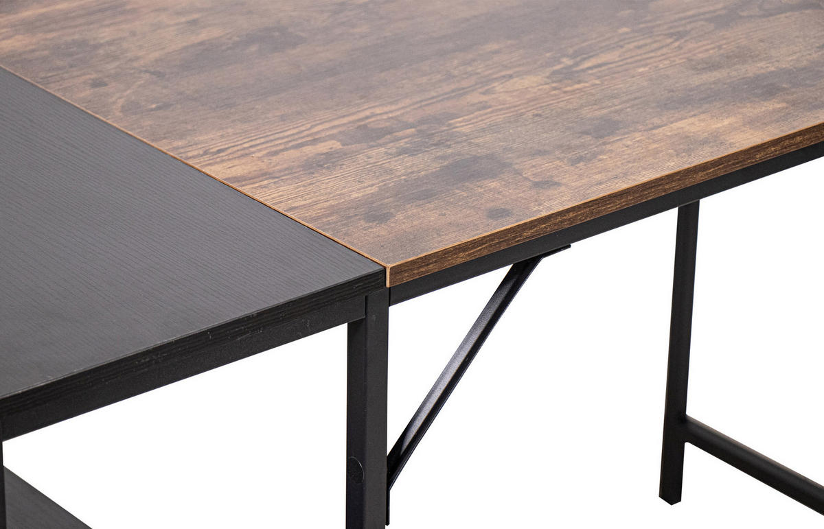 SCHREIBTISCH 120/60/75 cm Holz schwarz/braun - Schwarz/Braun, Holz/Metall (60/120/75cm) - CLP