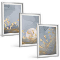 BILDER SET 3er Set - 40x60 cm Silberner Rahmen - Vögel, die am Himmel fliegen - Silberfarben, Kunststoff (40/60cm) - TULUP