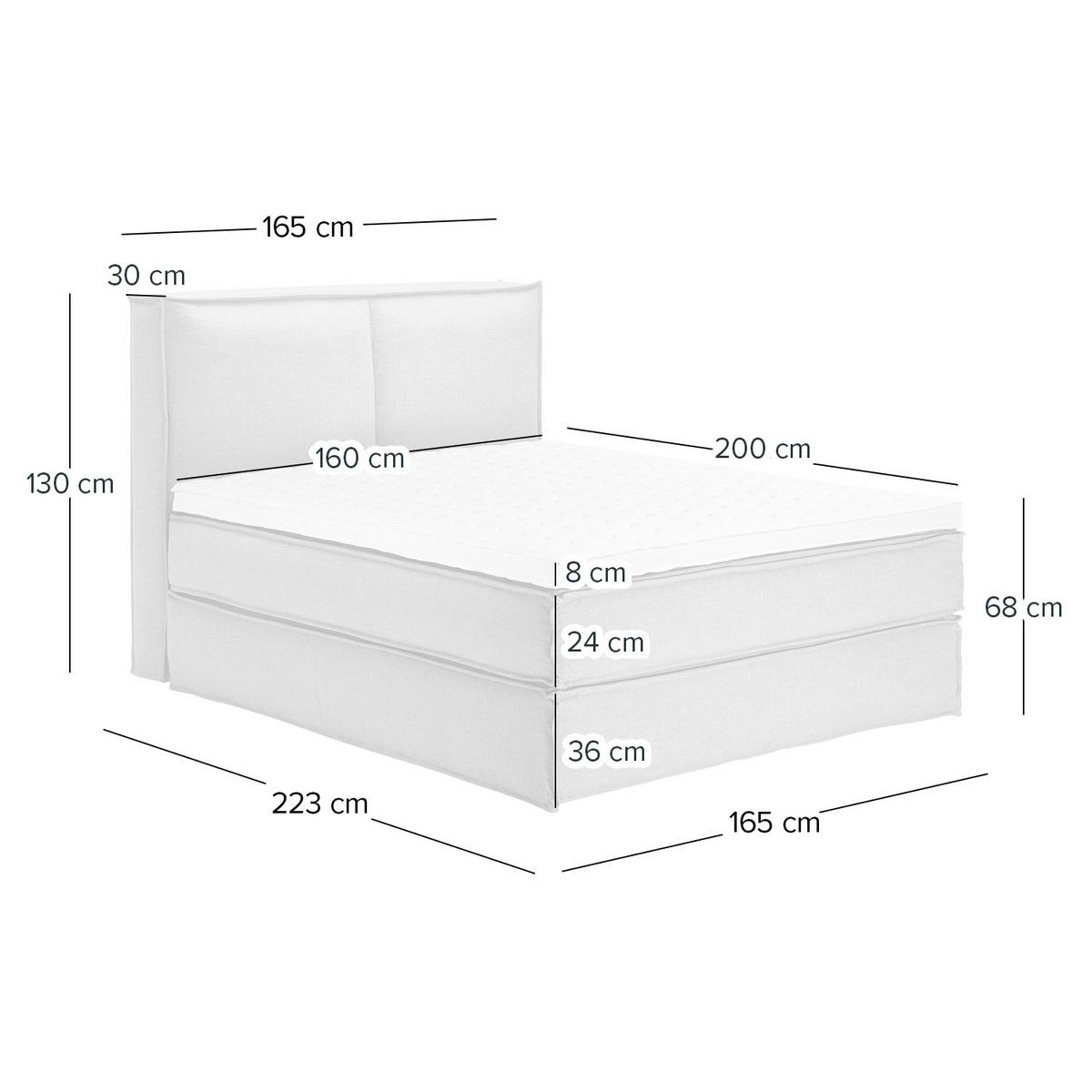BOXSPRINGBETT mit Kopfteil - Premium - Weiß, Textil (160/200cm) - home24